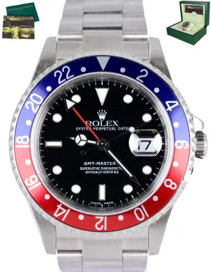 MINT 2006 Rolex GMT-Master II PEPSI Steel Red Blue SEL NO-HOLES 40mm 16710 Watch
