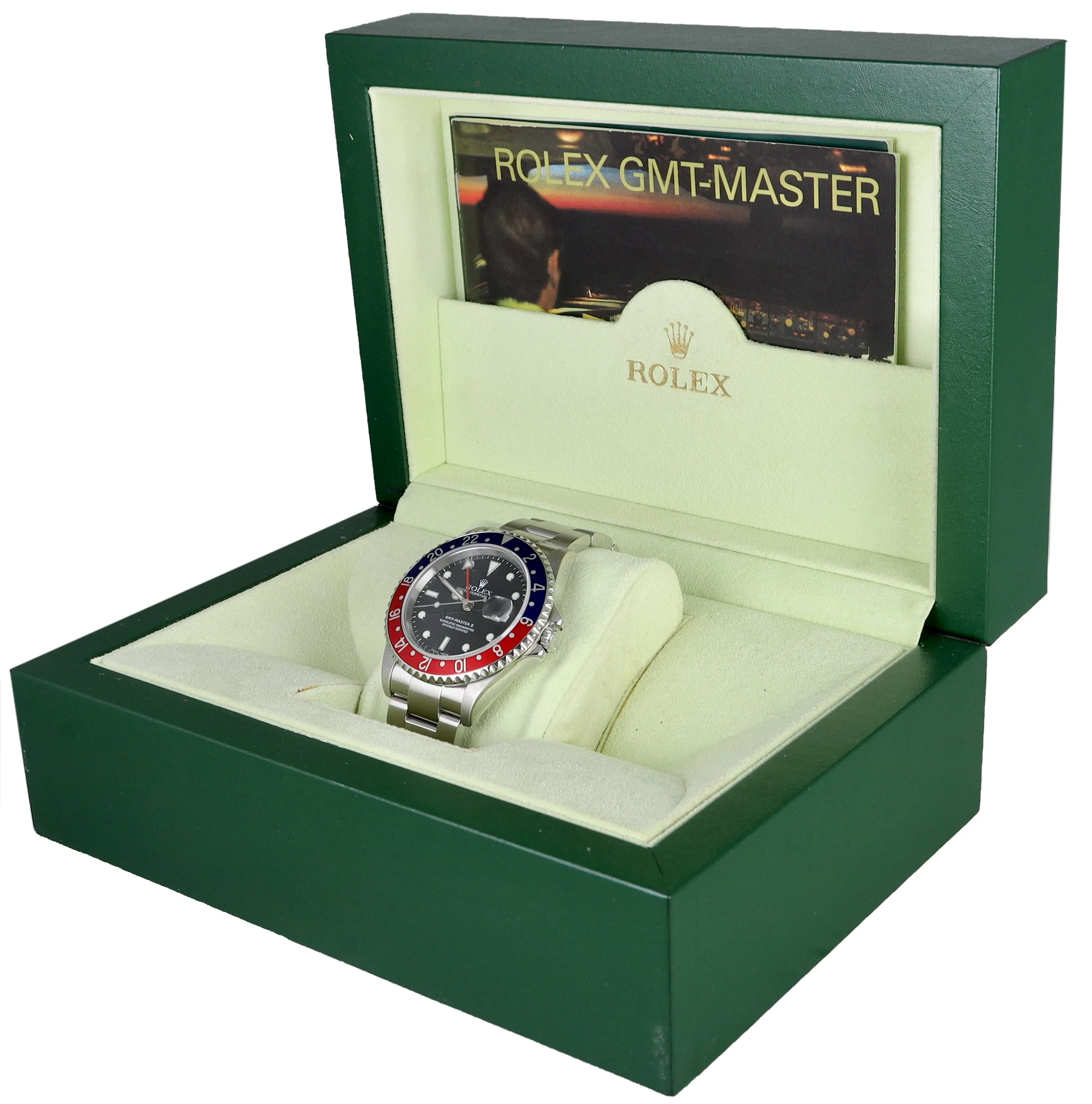 MINT 2006 Rolex GMT-Master II PEPSI Steel Red Blue SEL NO-HOLES 40mm 16710 Watch