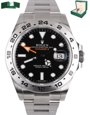 MINT 2018 Rolex Explorer II 216570 Black Orange Stainless GMT Swiss Date Watch