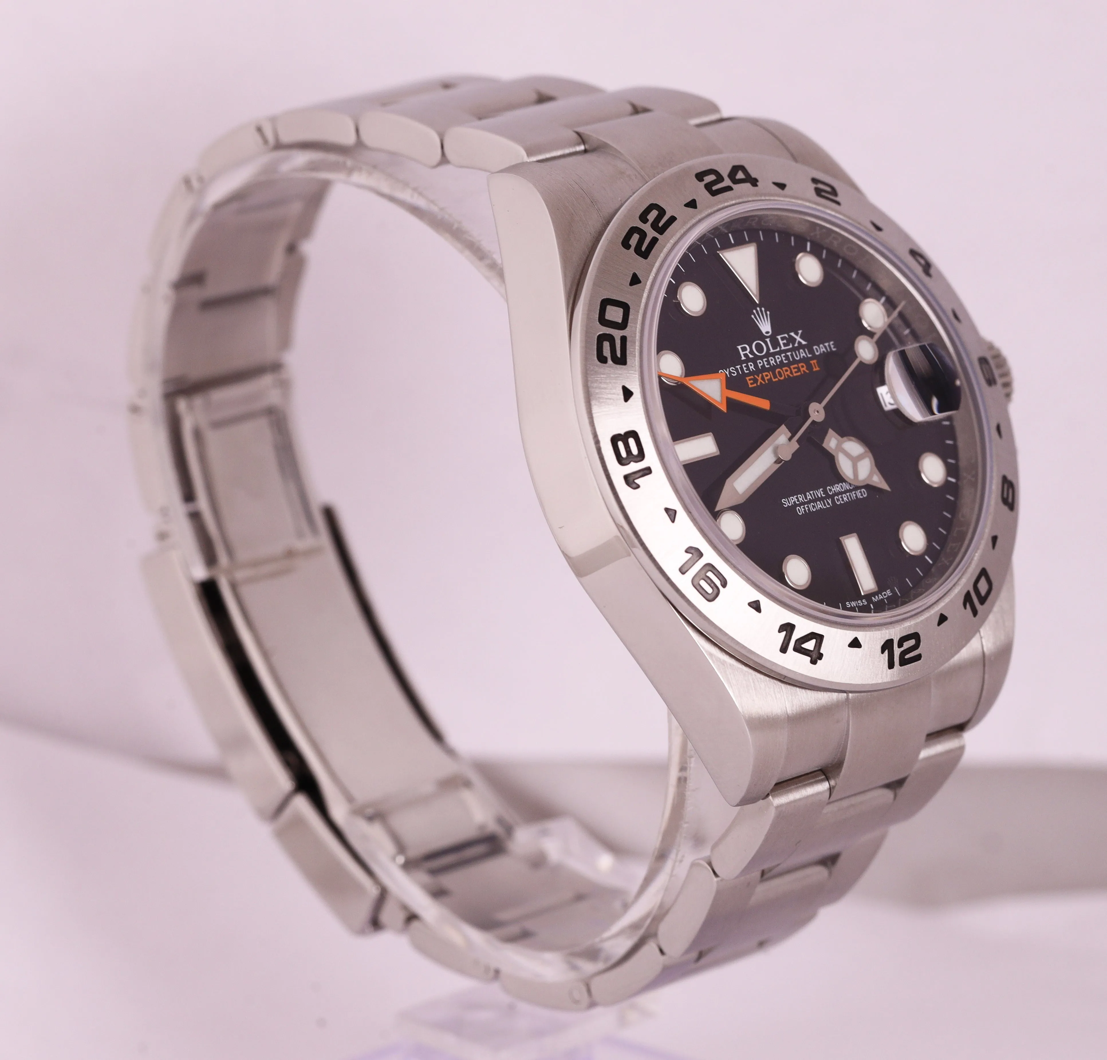 MINT 2018 Rolex Explorer II 216570 Black Orange Stainless GMT Swiss Date Watch