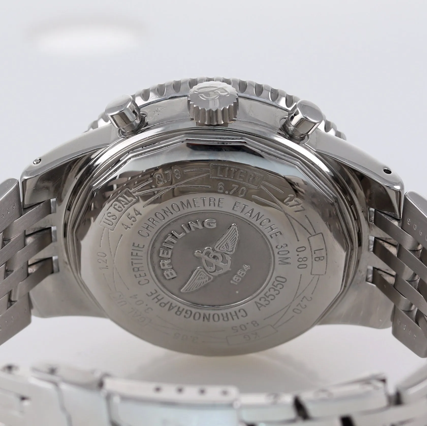 MINT Breitling Navitimer Heritage A35350 Blue Stainless Chronograph 43mm Watch