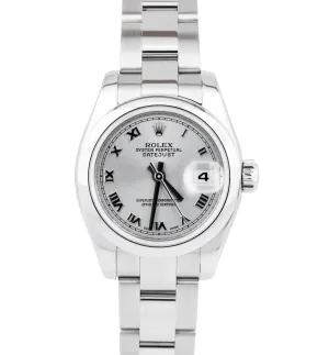 MINT Ladies Rolex DateJust 26mm Silver Dial Stainless Steel Oyster Watch 179160