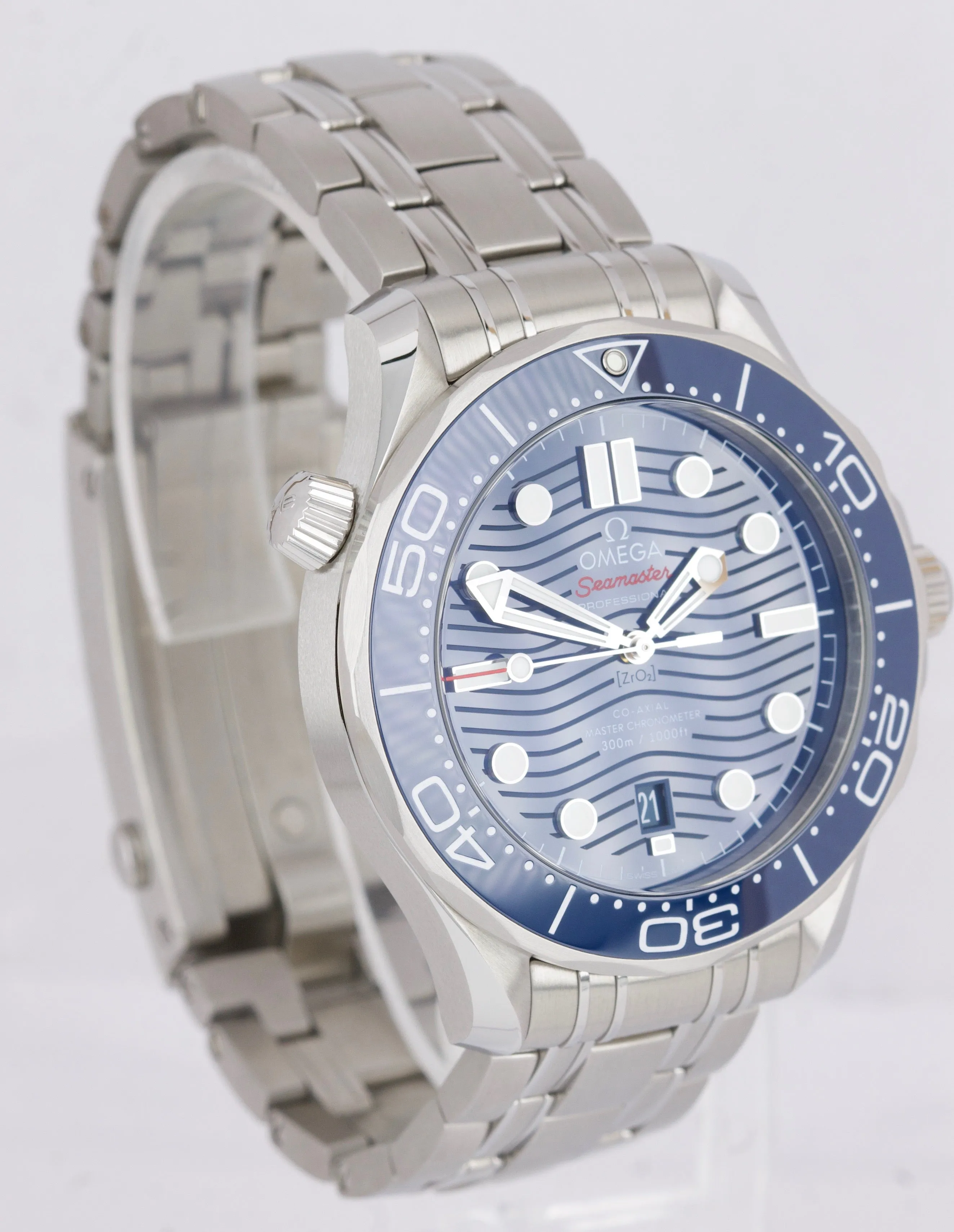 MINT Omega Seamaster Diver 300M 42mm Blue Wave 210.30.42.20.03.001 B P Watch