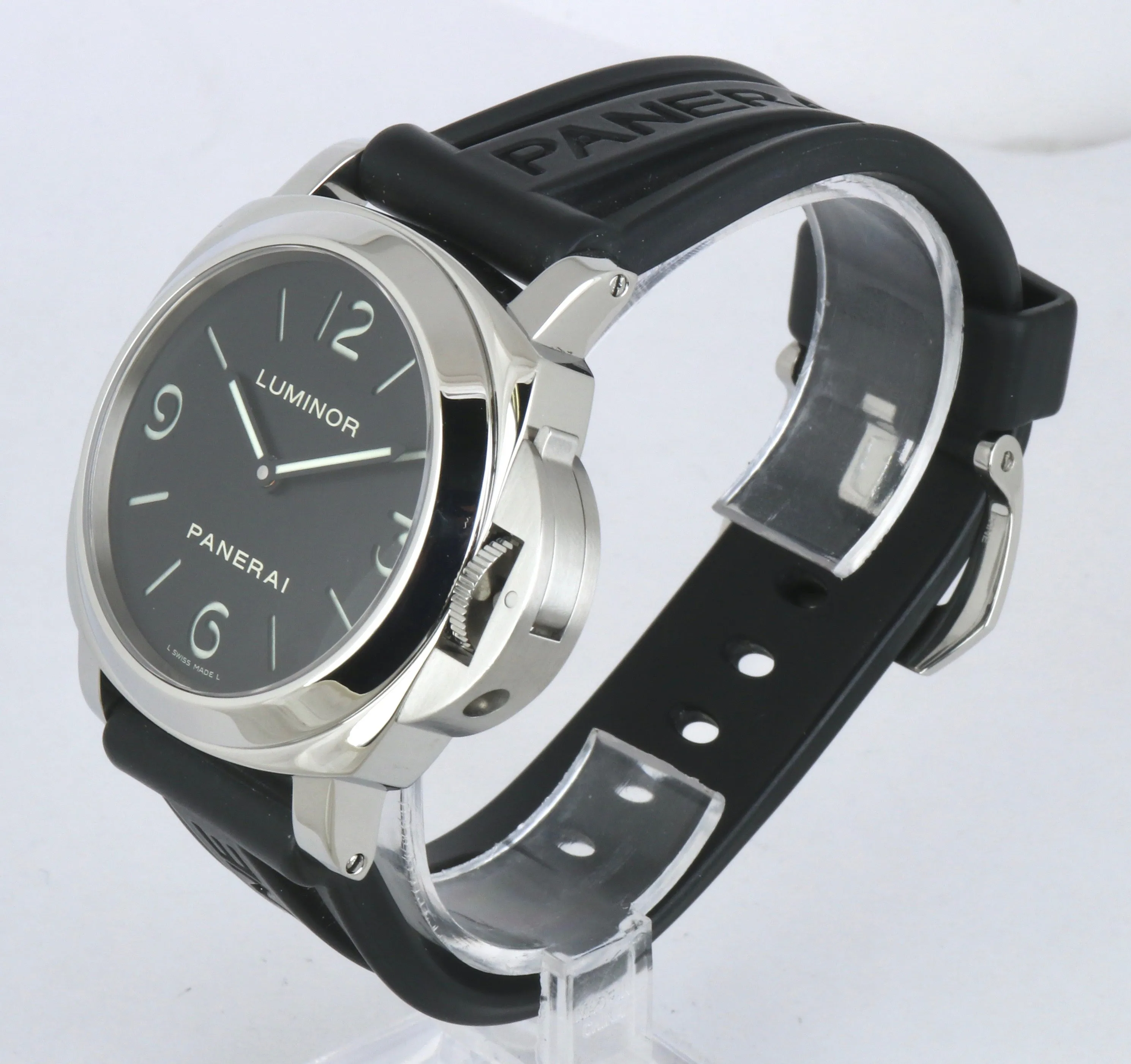 MINT Panerai Luminor Base PAM 112 Stainless Black Manual 44mm Watch PAM00112