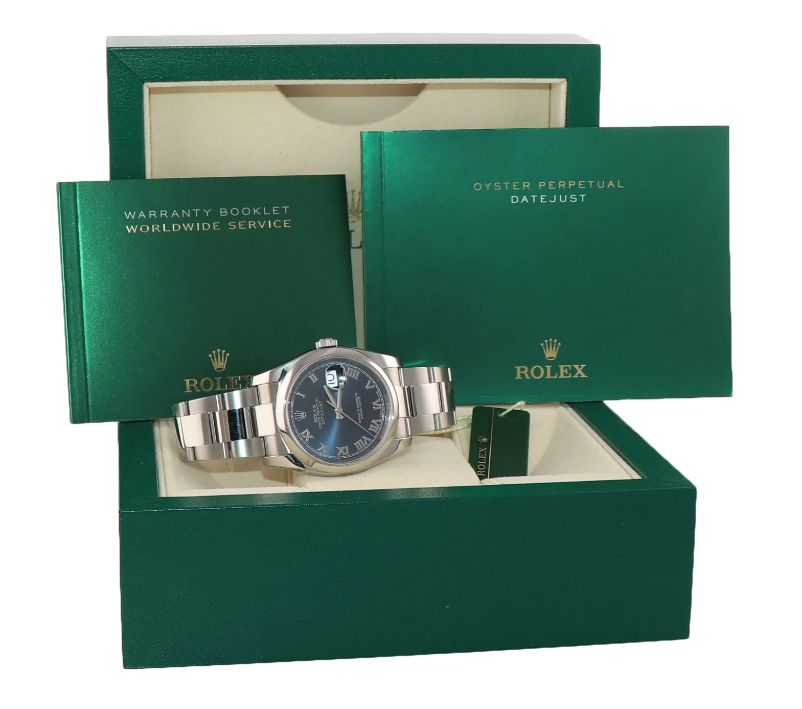 MINT PAPERS Rolex DateJust Blue Stick 116200 36mm Oyster Steel Watch Box