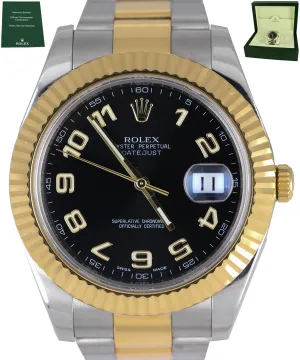 MINT Rolex Datejust II 41mm Black Two-Tone Yellow Gold Steel Watch 116333 BOX
