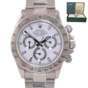 MINT Rolex Daytona Cosmograph 116520 White Dial Steel 40mm Chrono Watch Box