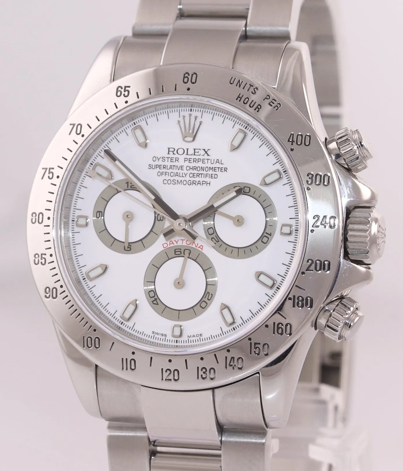 MINT Rolex Daytona Cosmograph 116520 White Dial Steel 40mm Chrono Watch Box