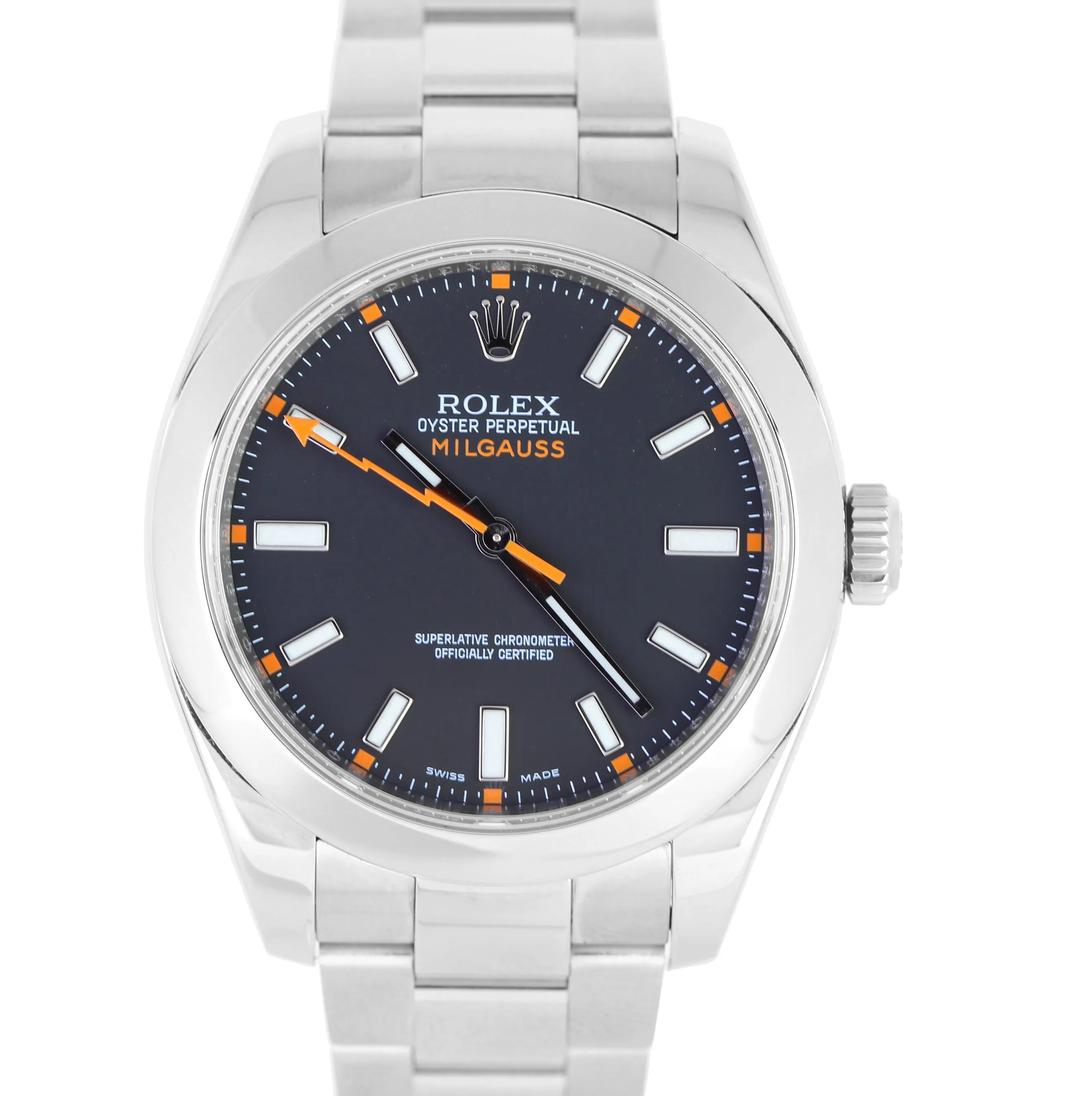 MINT Rolex Milgauss 116400 Black Anti-Magnetic Stainless Steel Oyster 40mm Watch