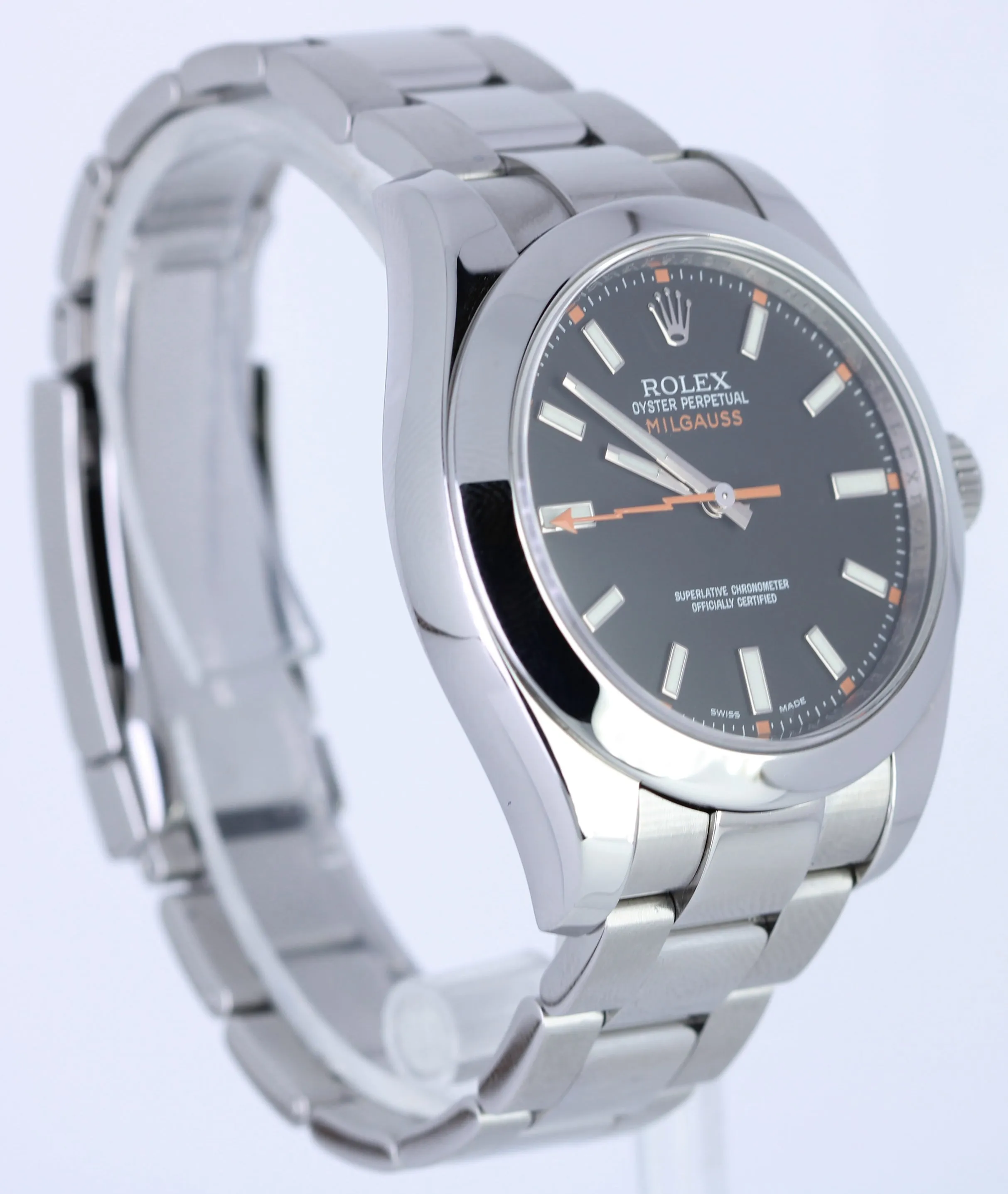 MINT Rolex Milgauss 116400 Black Anti-Magnetic Stainless Steel Oyster 40mm Watch