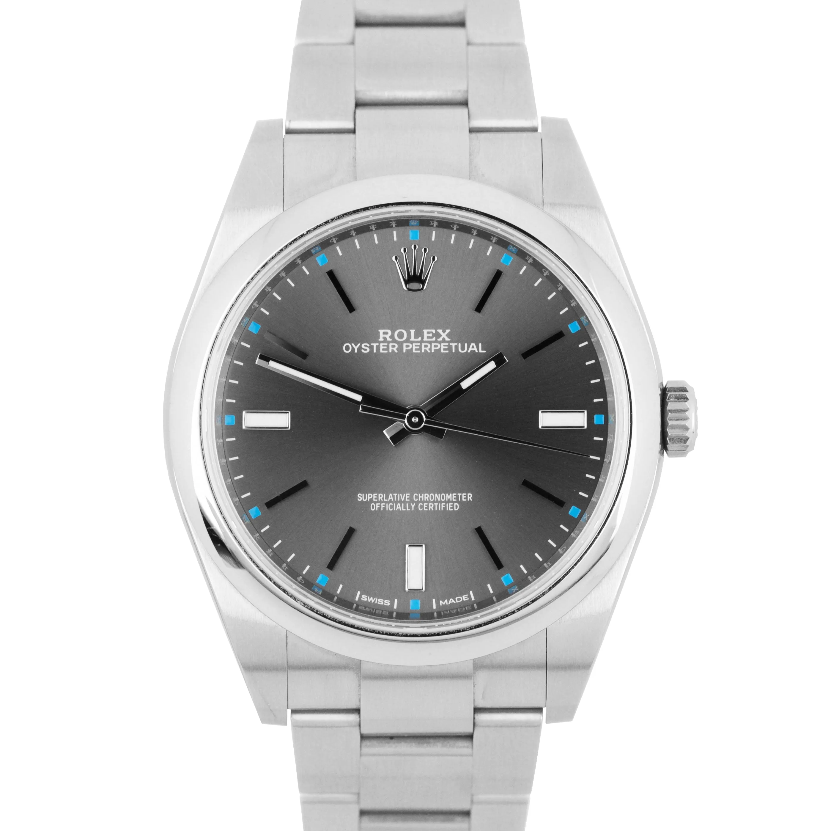 MINT Rolex Oyster Perpetual 39mm Dark Rhodium Stainless Steel 114300 Watch