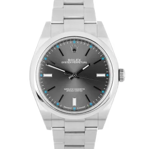 MINT Rolex Oyster Perpetual 39mm Dark Rhodium Stainless Steel 114300 Watch