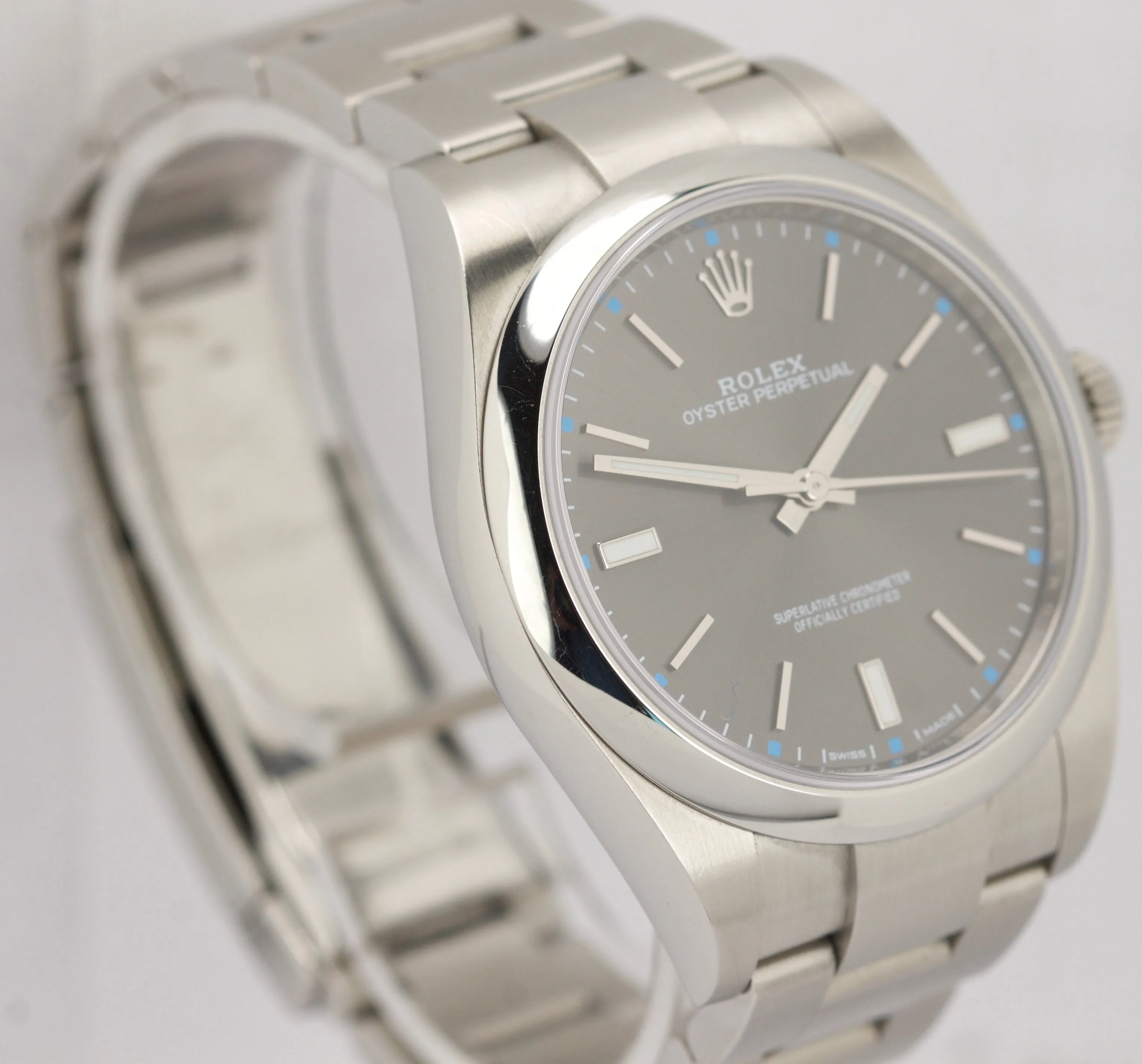 MINT Rolex Oyster Perpetual 39mm Dark Rhodium Stainless Steel 114300 Watch