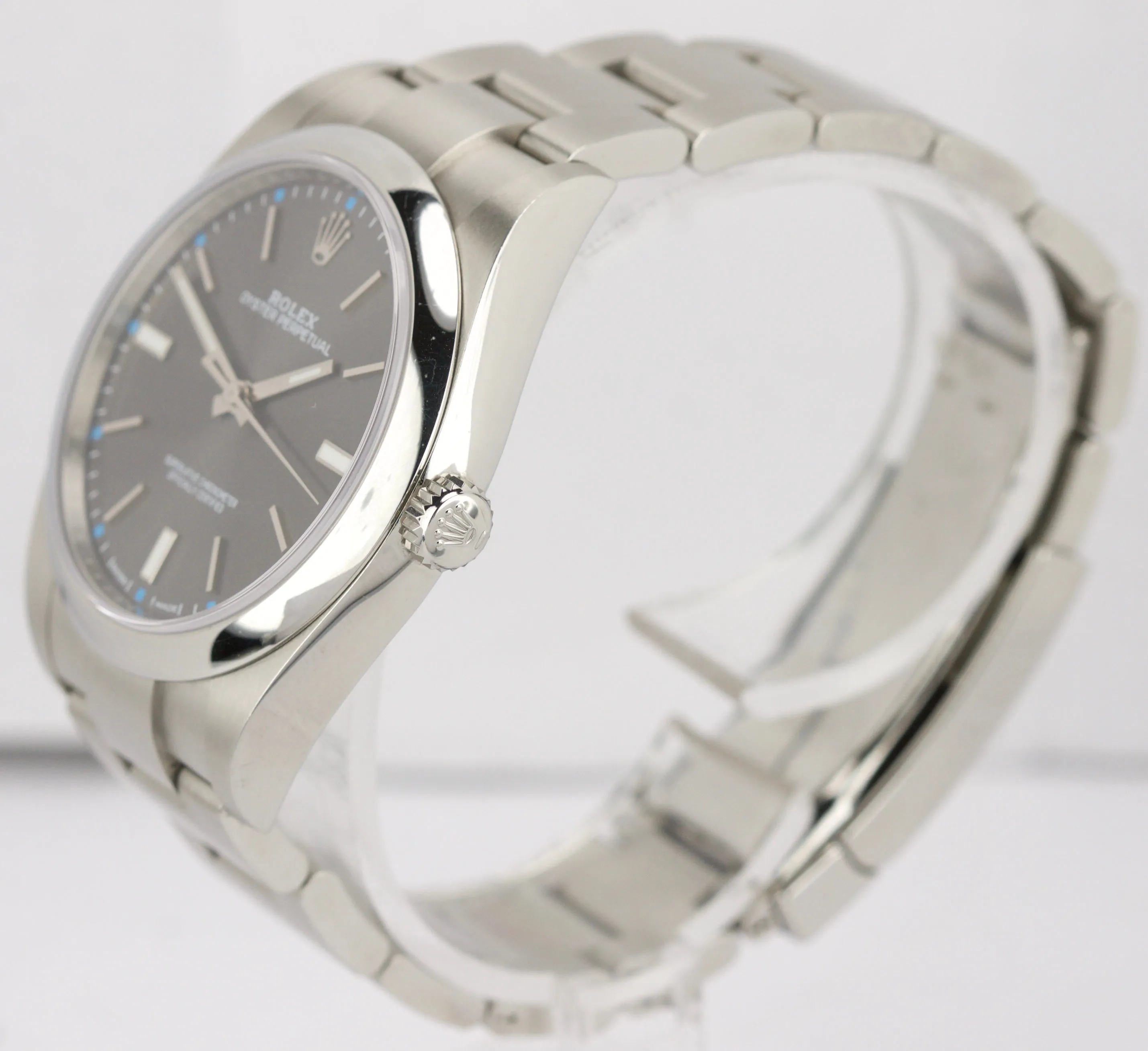 MINT Rolex Oyster Perpetual 39mm Dark Rhodium Stainless Steel 114300 Watch