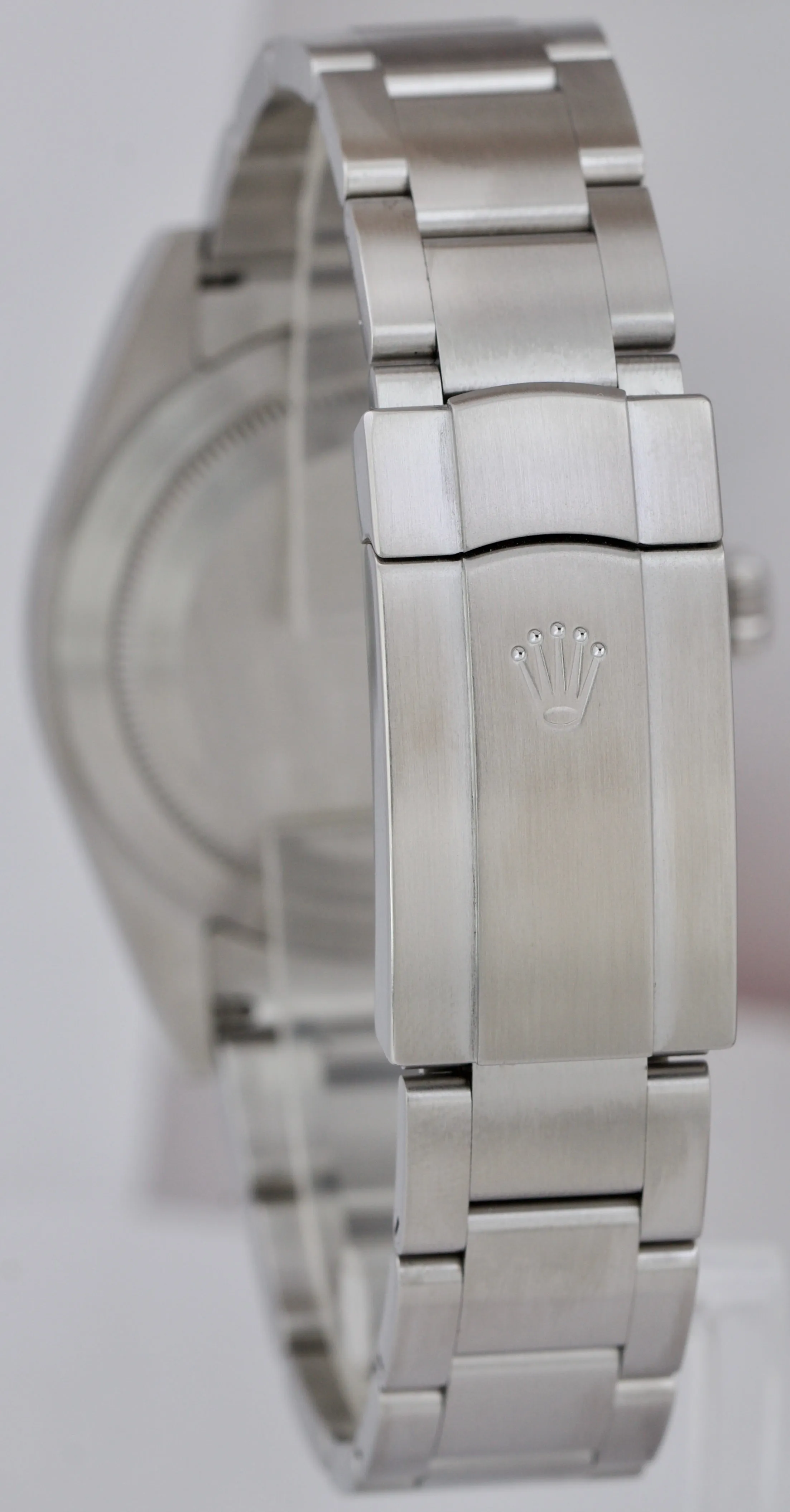 MINT Rolex Oyster Perpetual 39mm Rhodium Gray Blue Stainless Steel Watch 114300