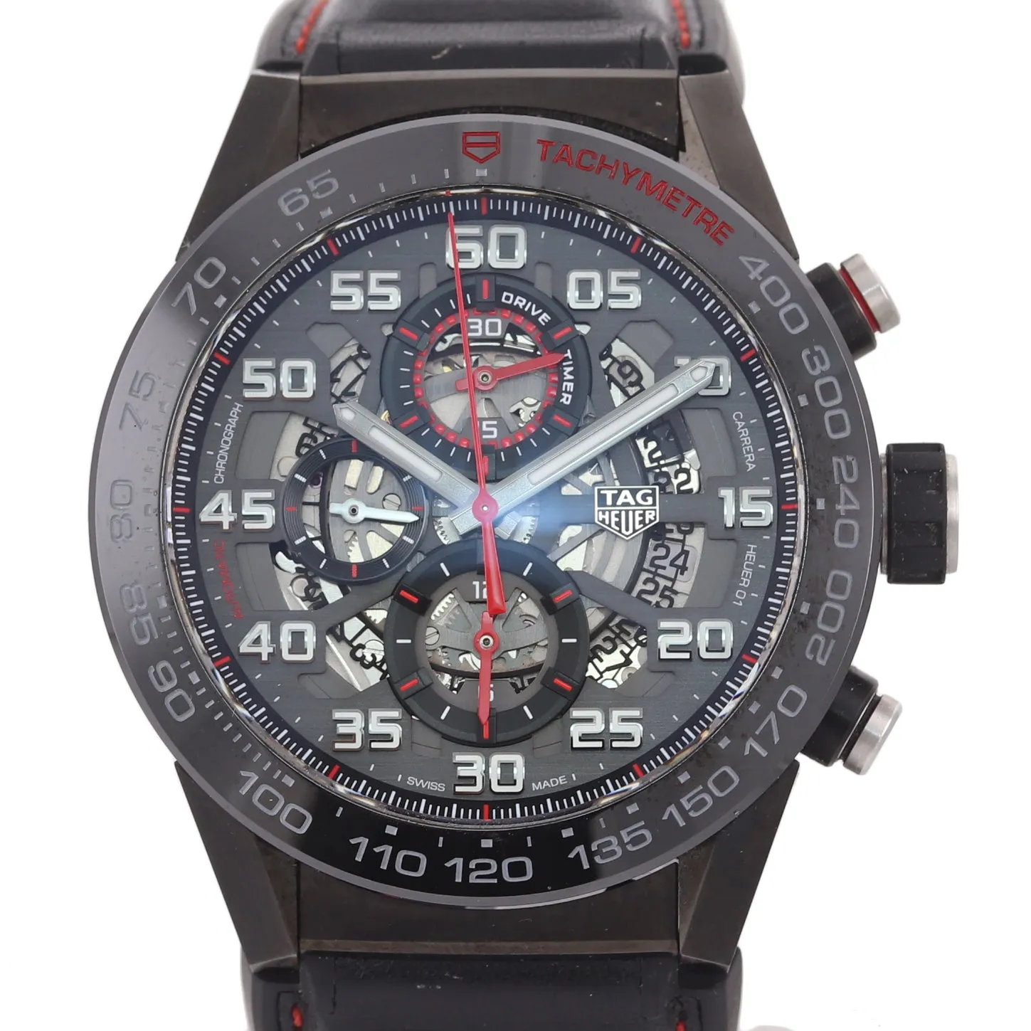 MINT TAG Heuer Chronograph Carrera 01 Calibre CAR2A1H Black PVD 45mm Date Watch