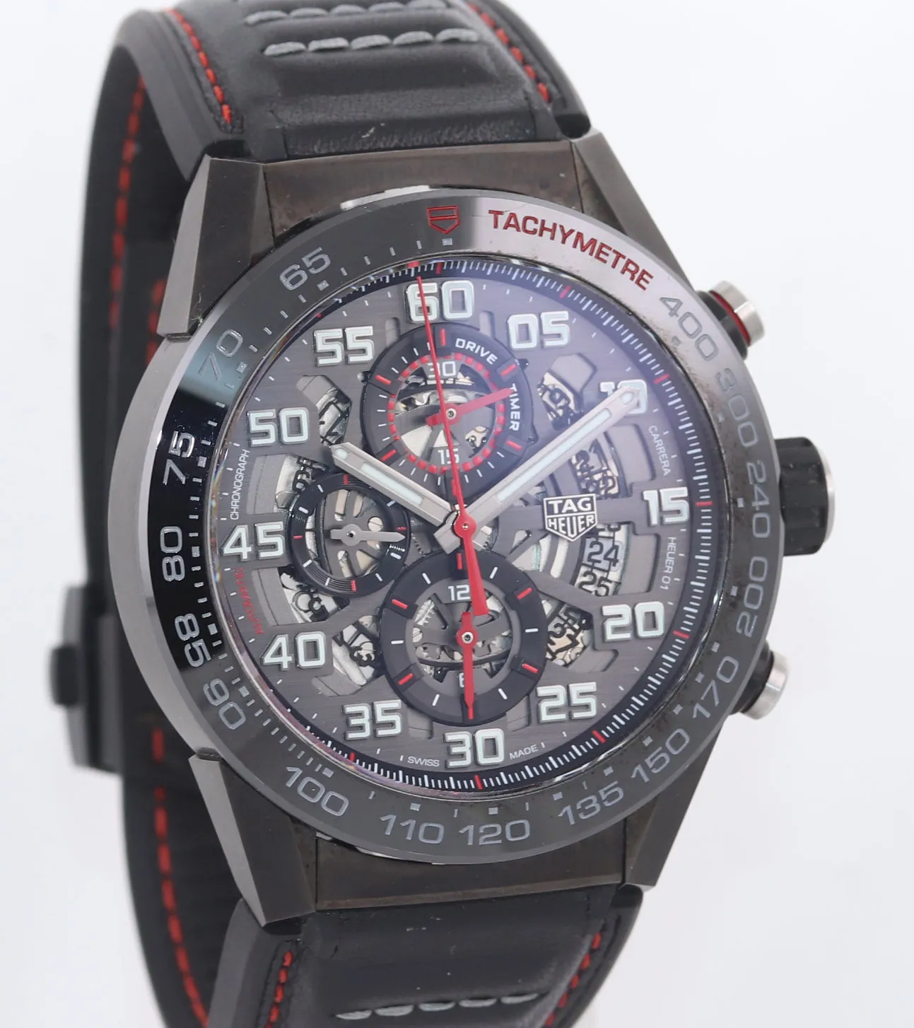 MINT TAG Heuer Chronograph Carrera 01 Calibre CAR2A1H Black PVD 45mm Date Watch