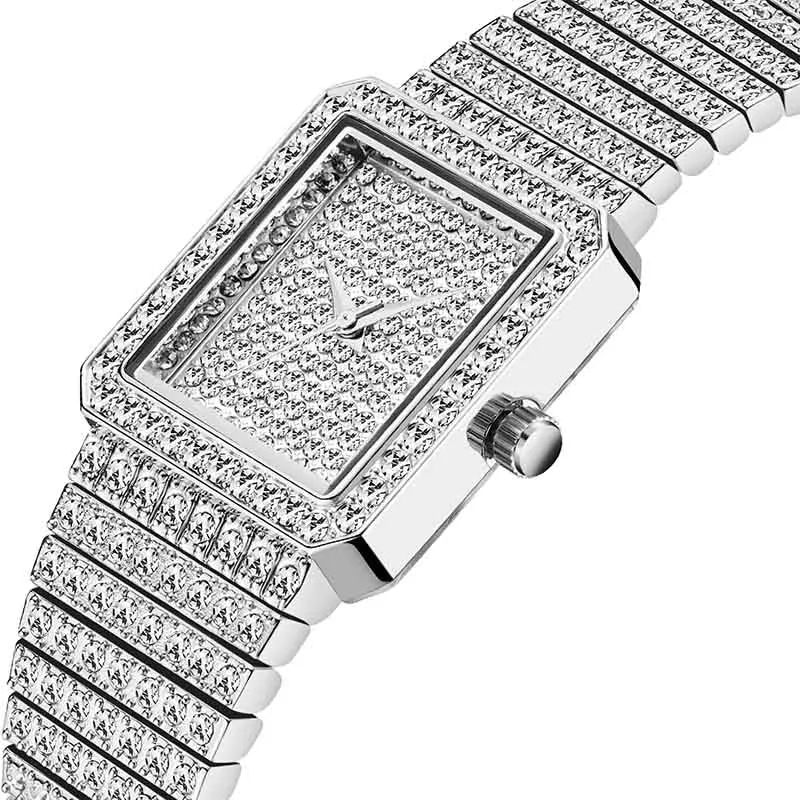 MISSFOX Diamond Watch for Women Luxury Brand Ladies Gold Square Watch