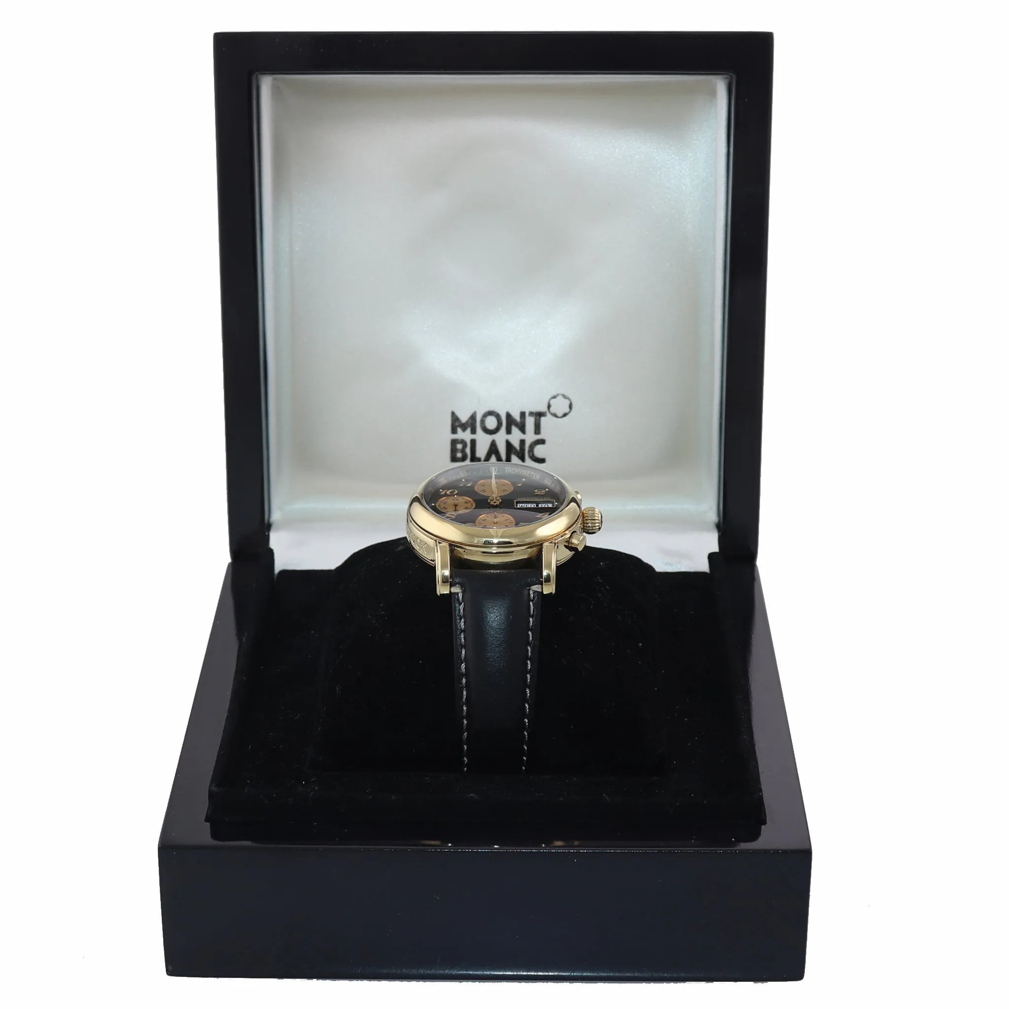 Montblanc Meisterstuck Star 7000 Black Day Date 18k Gold Chronograph 37mm Watch