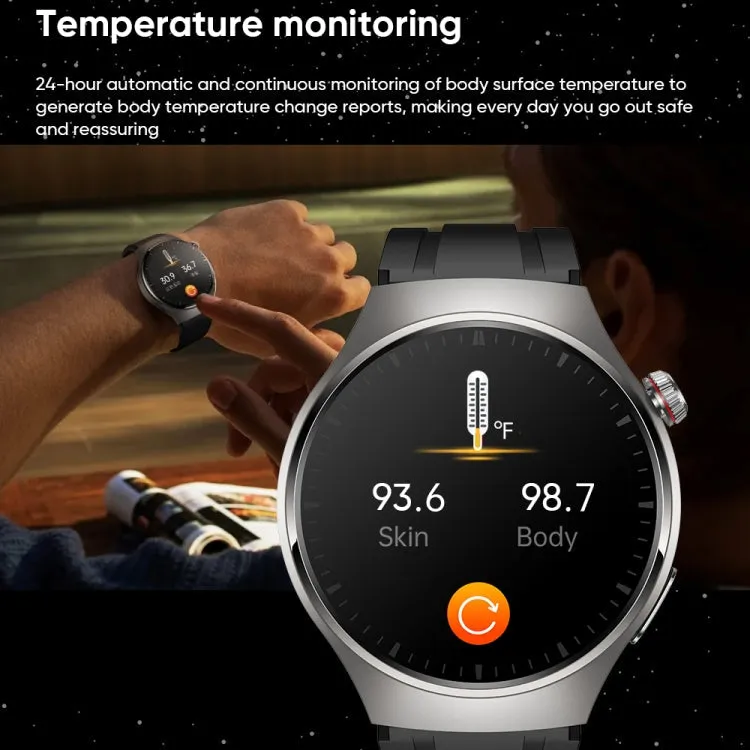 MT200 1.43 inch AMOLED IP67 Steel Band Smart Call Watch, Support ECG(Silver)