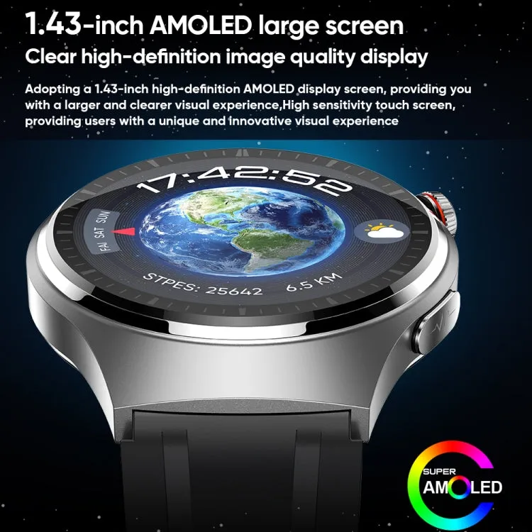 MT200 1.43 inch AMOLED IP67 Steel Band Smart Call Watch, Support ECG(Silver)