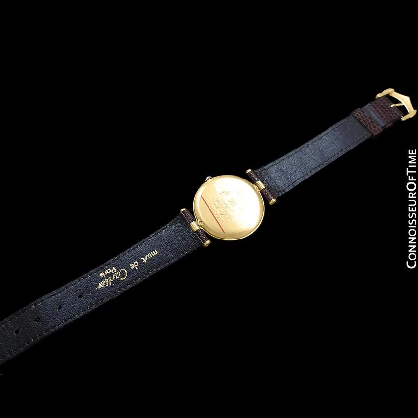 Must De Cartier Vendome Mens Midsize Unisex Vermeil 18K Gold Over Sterling Silver Watch - Boxes & Papers