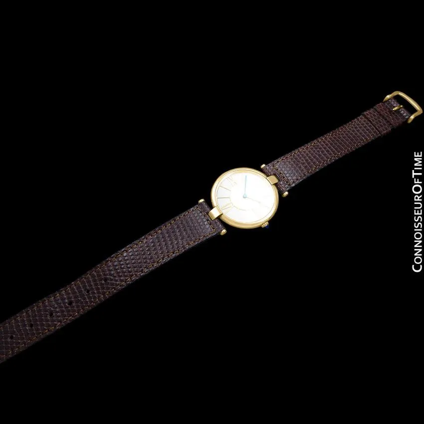 Must De Cartier Vendome Mens Midsize Unisex Vermeil 18K Gold Over Sterling Silver Watch - Boxes & Papers
