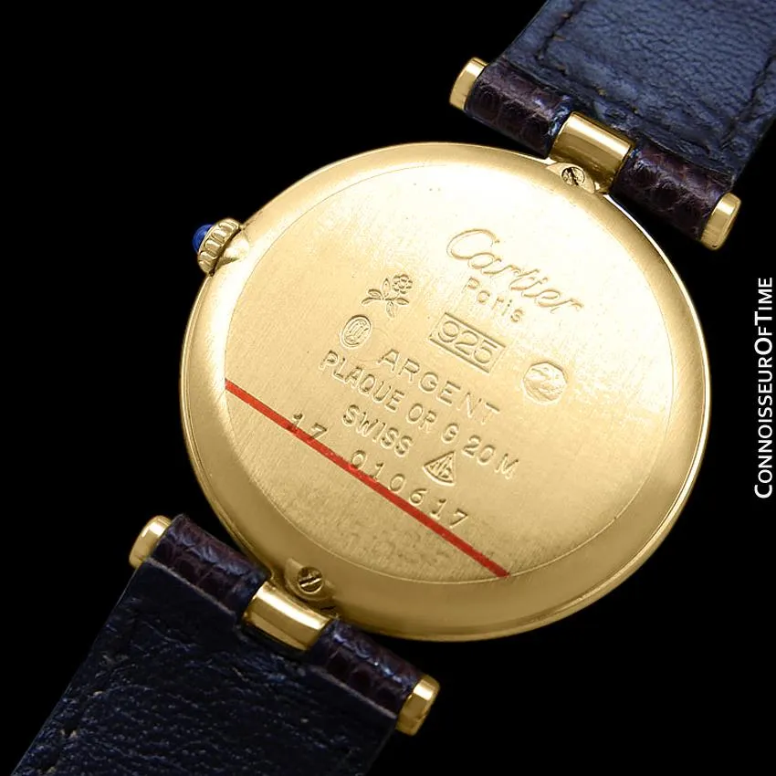 Must De Cartier Vendome Mens Midsize Unisex Vermeil 18K Gold Over Sterling Silver Watch - Boxes & Papers