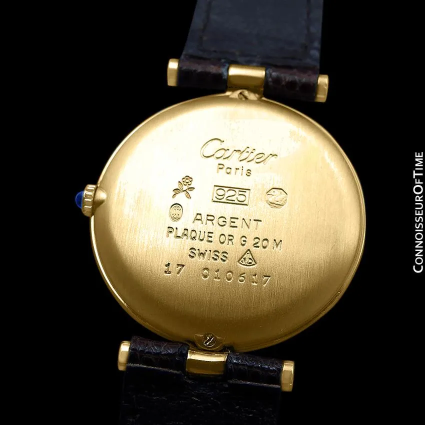Must De Cartier Vendome Mens Midsize Unisex Vermeil 18K Gold Over Sterling Silver Watch - Boxes & Papers