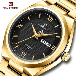 NAVIFORCE 8030 Fashion Business Date Quartz Waterproof Military Stainless Steel Men's Watch
