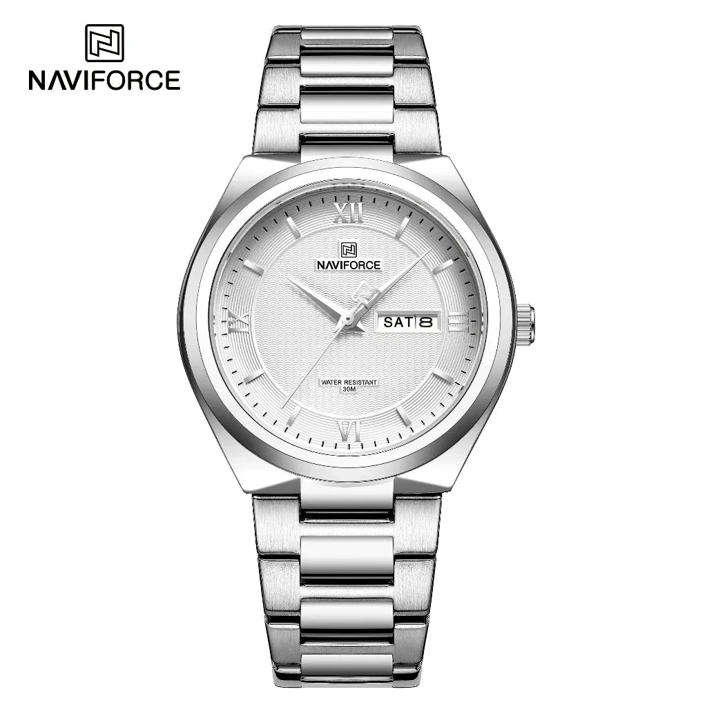NAVIFORCE 8030 Fashion Business Date Quartz Waterproof Military Stainless Steel Men's Watch