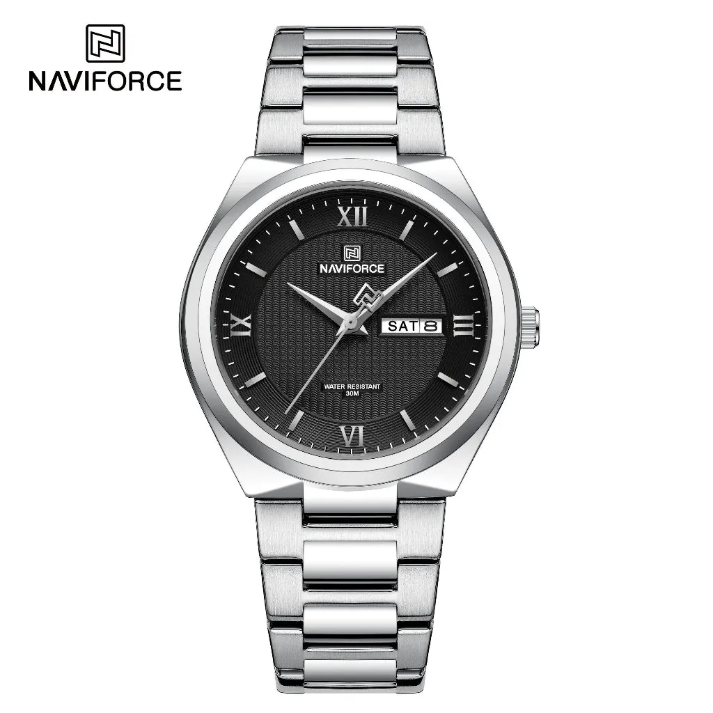 NAVIFORCE 8030 Fashion Business Date Quartz Waterproof Military Stainless Steel Men's Watch