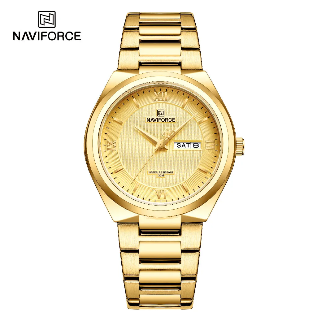 NAVIFORCE 8030 Fashion Business Date Quartz Waterproof Military Stainless Steel Men's Watch