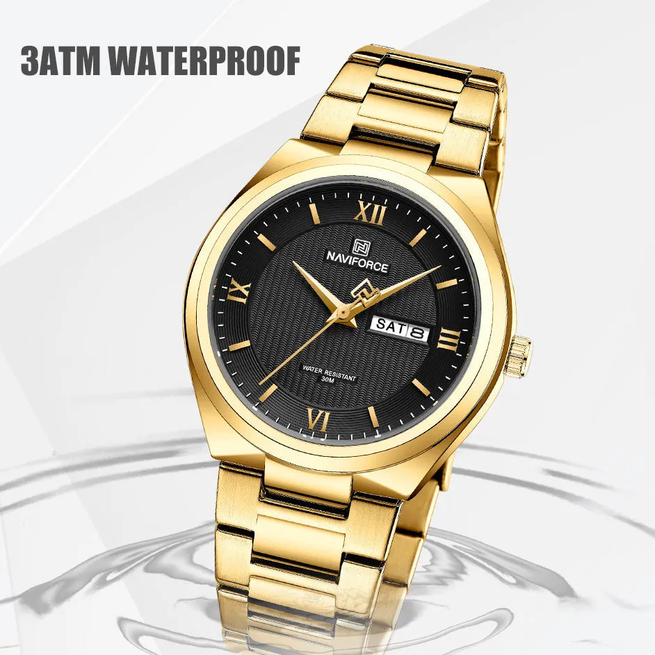 NAVIFORCE 8030 Fashion Business Date Quartz Waterproof Military Stainless Steel Men's Watch