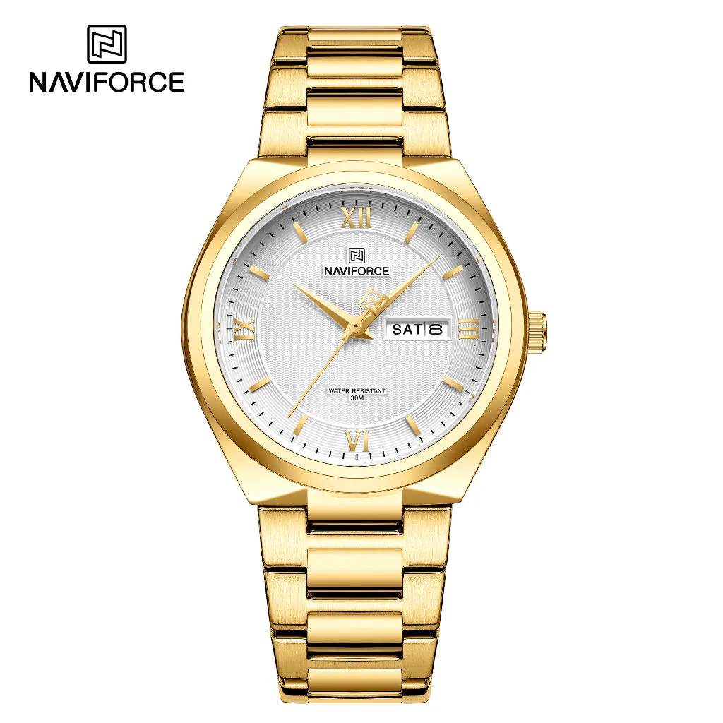NAVIFORCE 8030 Fashion Business Date Quartz Waterproof Military Stainless Steel Men's Watch