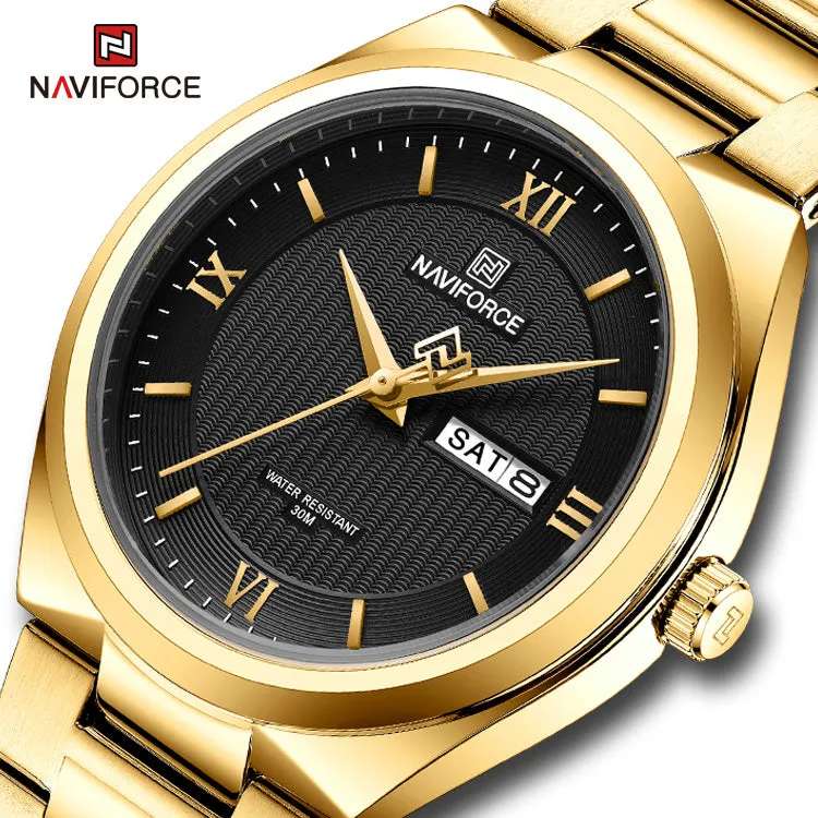 NAVIFORCE 8030 Fashion Business Date Quartz Waterproof Military Stainless Steel Men's Watch