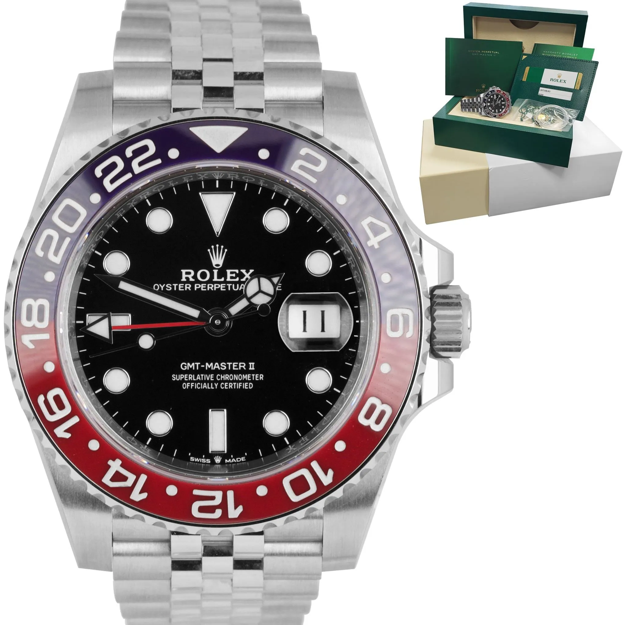 NEW 2020 Rolex GMT Master II PEPSI Red Blue Ceramic Steel 126710 BLRO Watch B P