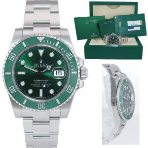 NEW 2020 STICKERS PAPERS Rolex submariner Hulk 116610LV Green Ceramic Watch