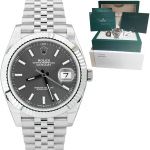 NEW 2021 Rolex DateJust 41 Rhodium Gray Stainless Steel JUBILEE Watch 126334