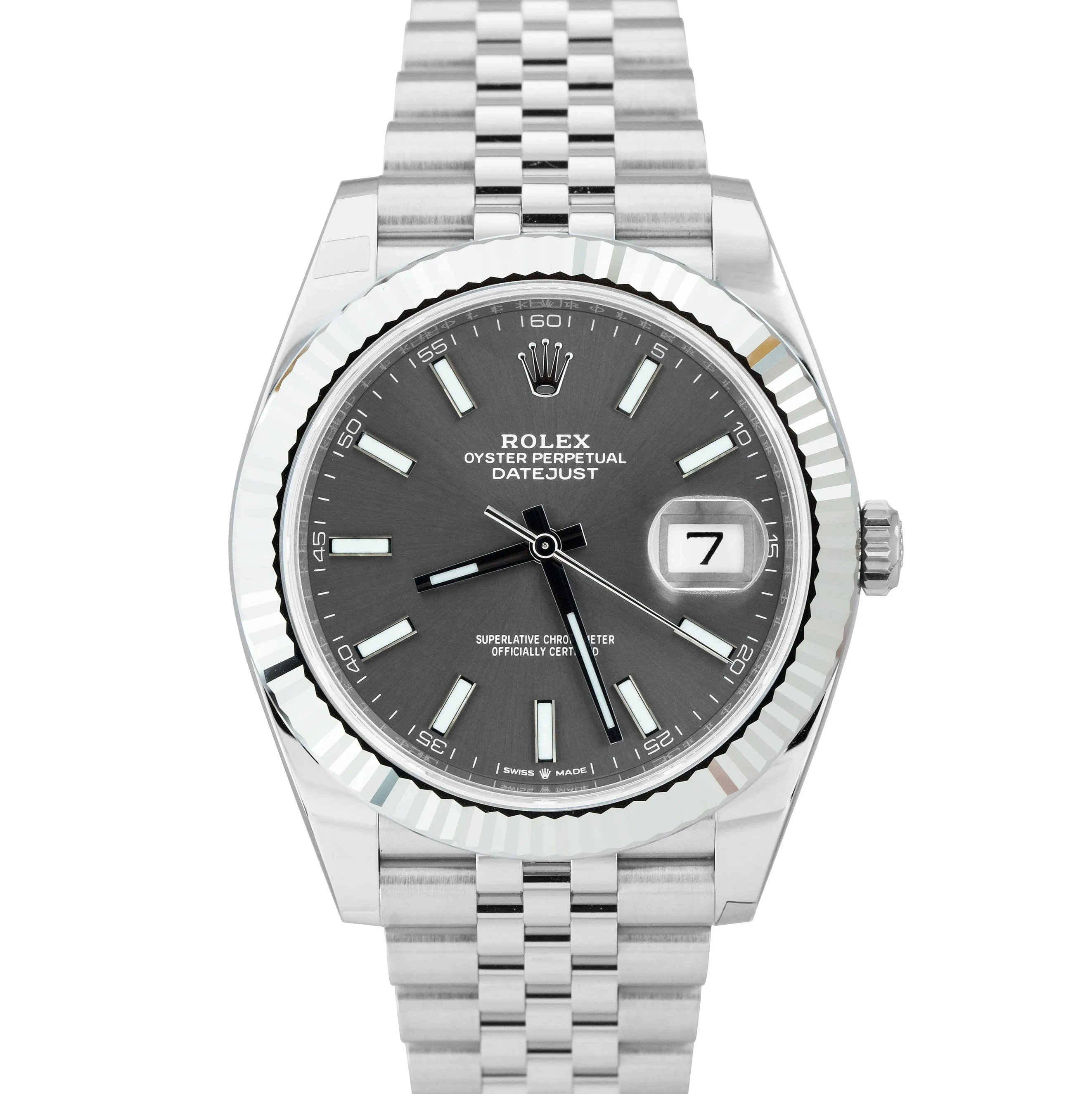 NEW 2021 Rolex DateJust 41 Rhodium Gray Stainless Steel JUBILEE Watch 126334