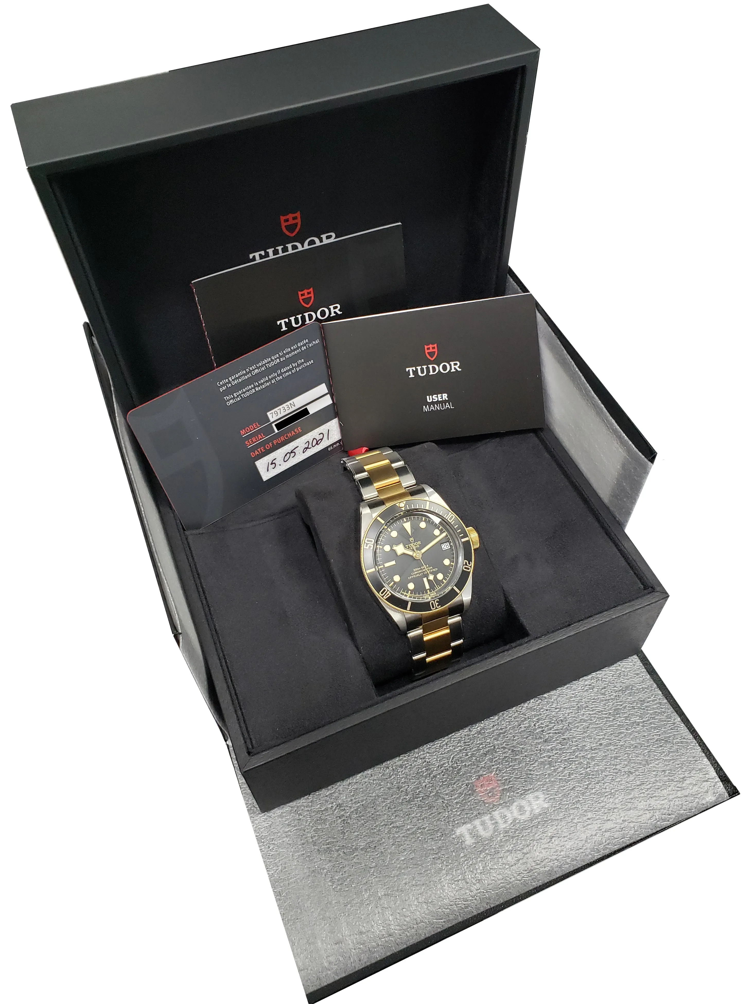 NEW 2021 Tudor Black Bay Heritage Two-Tone Stainless Black 41mm Watch 79733