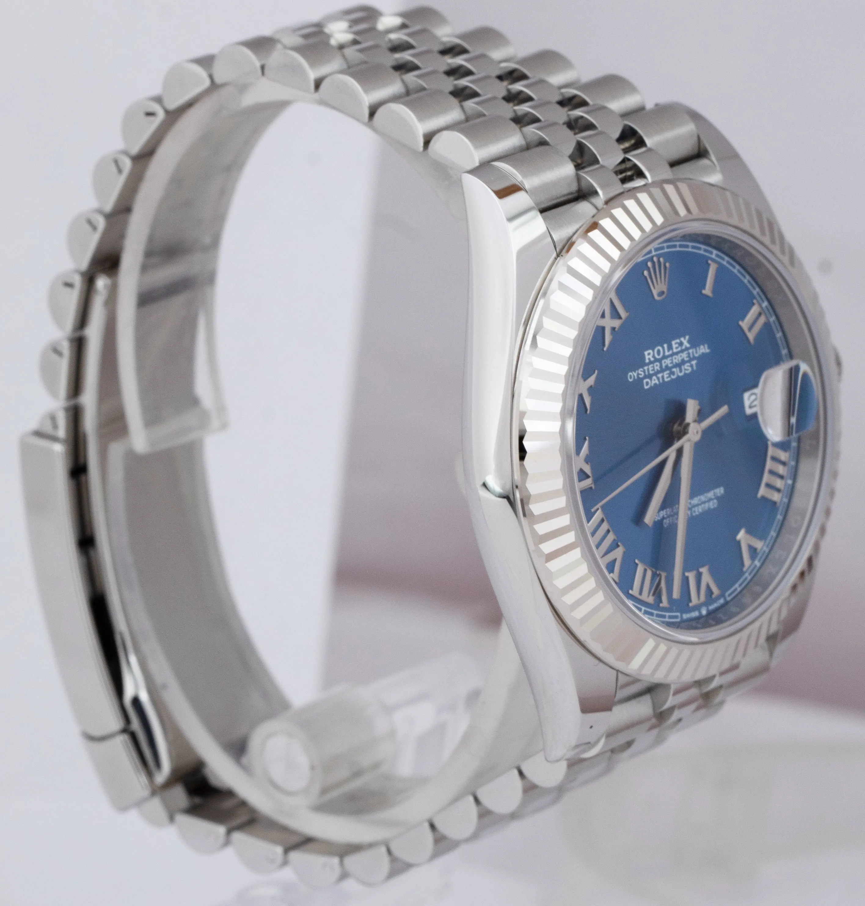 NEW 2023 PAPERS Rolex DateJust 41 Azzurro Blue Roman JUBILEE Fluted 126334 B P