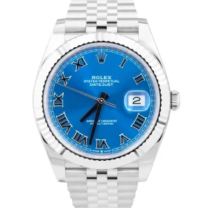 NEW 2023 PAPERS Rolex DateJust 41 Azzurro Blue Roman JUBILEE Fluted 126334 B P