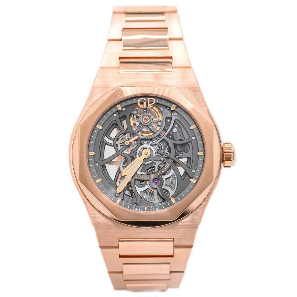 NEW! Girard Perregaux Men's Rose Gold 44mm Skelet Laureato Skeleton Dial Watch Ref# 81015-52-002-52A