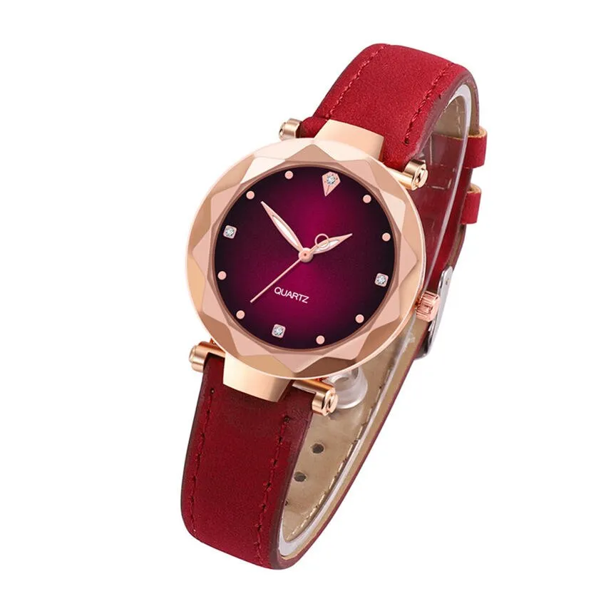 New Hot Sale Ladies Watch Women's Casual Leather Crystal Dial Quartz Wrist Watches Relogio Feminino Clock Gift For Women 3