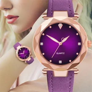 New Hot Sale Ladies Watch Women's Casual Leather Crystal Dial Quartz Wrist Watches Relogio Feminino Clock Gift For Women 3
