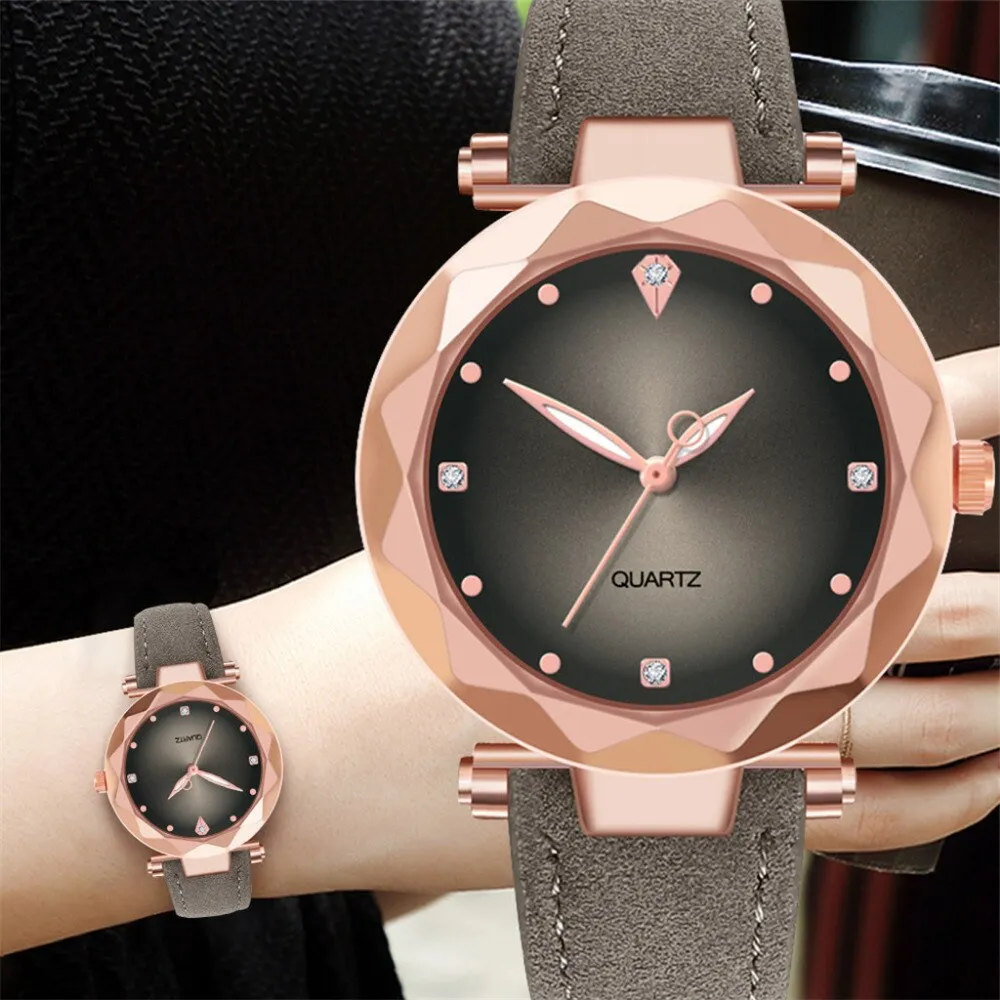 New Hot Sale Ladies Watch Women's Casual Leather Crystal Dial Quartz Wrist Watches Relogio Feminino Clock Gift For Women 3