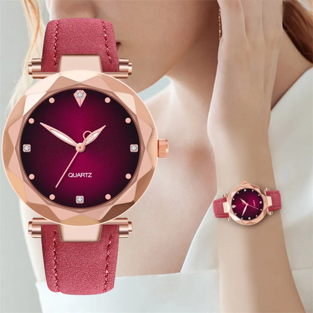 New Hot Sale Ladies Watch Women's Casual Leather Crystal Dial Quartz Wrist Watches Relogio Feminino Clock Gift For Women 3
