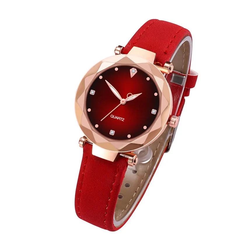 New Hot Sale Ladies Watch Women's Casual Leather Crystal Dial Quartz Wrist Watches Relogio Feminino Clock Gift For Women 3