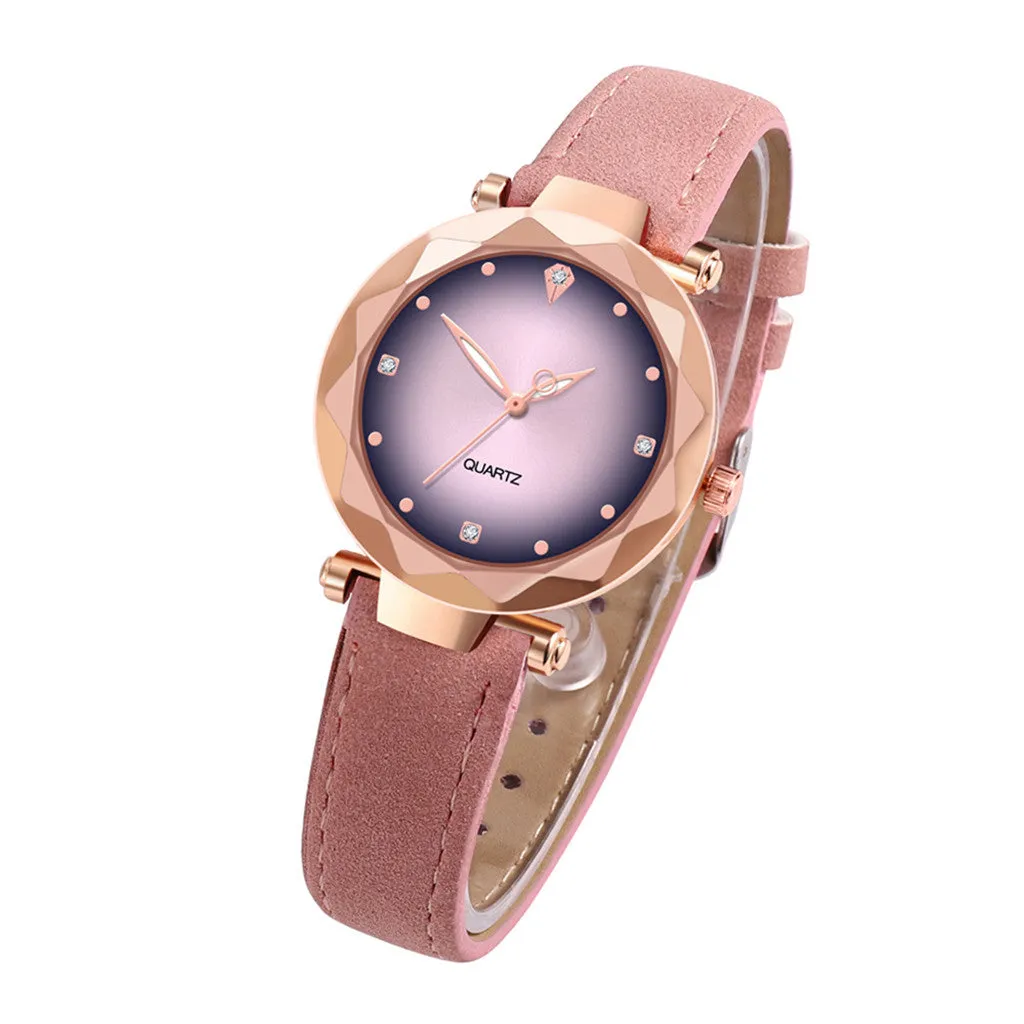 New Hot Sale Ladies Watch Women's Casual Leather Crystal Dial Quartz Wrist Watches Relogio Feminino Clock Gift For Women 3